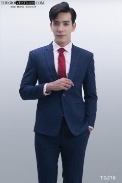 Bộ Suit Xanh Caro Bông Tuyết Modern Fit TGS279